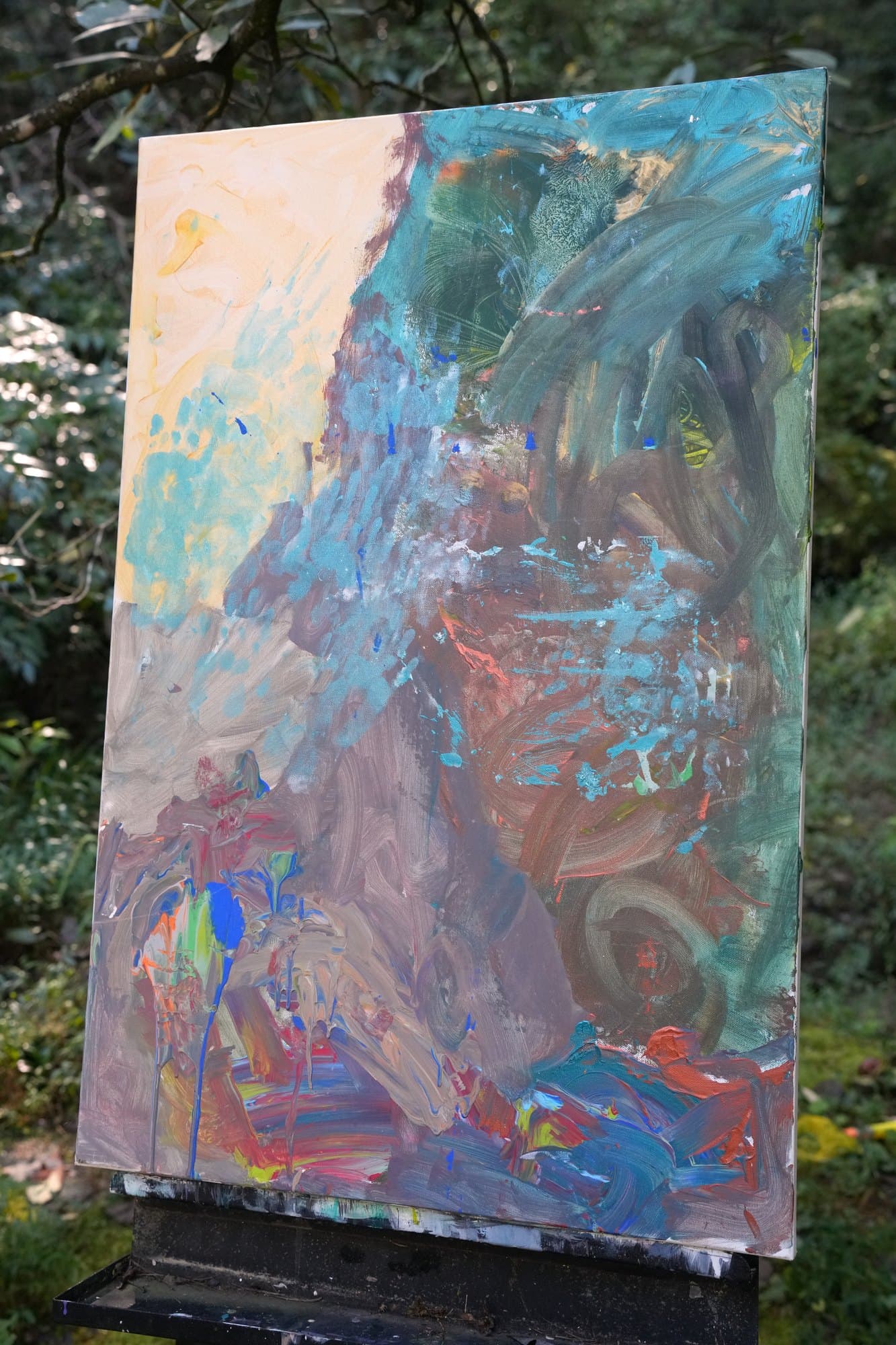 "No. L002" by LHG, LHG-2026-002, one-of-one original abstract painting, 24 x 36 in., edge and side view