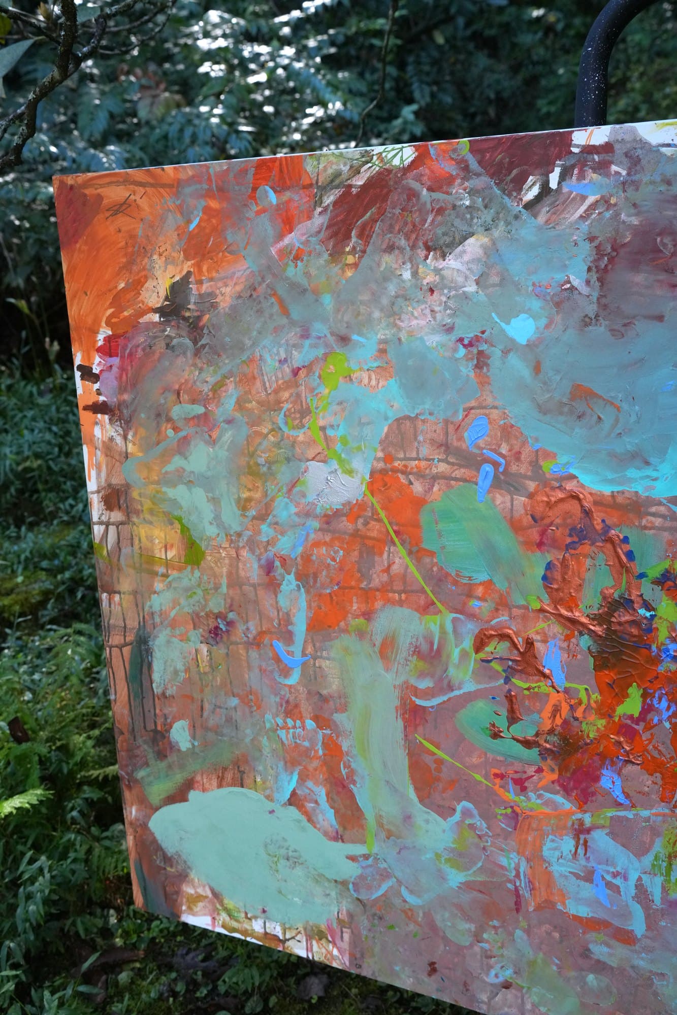 "No. L003" by LHG, LHG-2026-003, one-of-one original abstract painting, 60 x 40 in., edge and side view