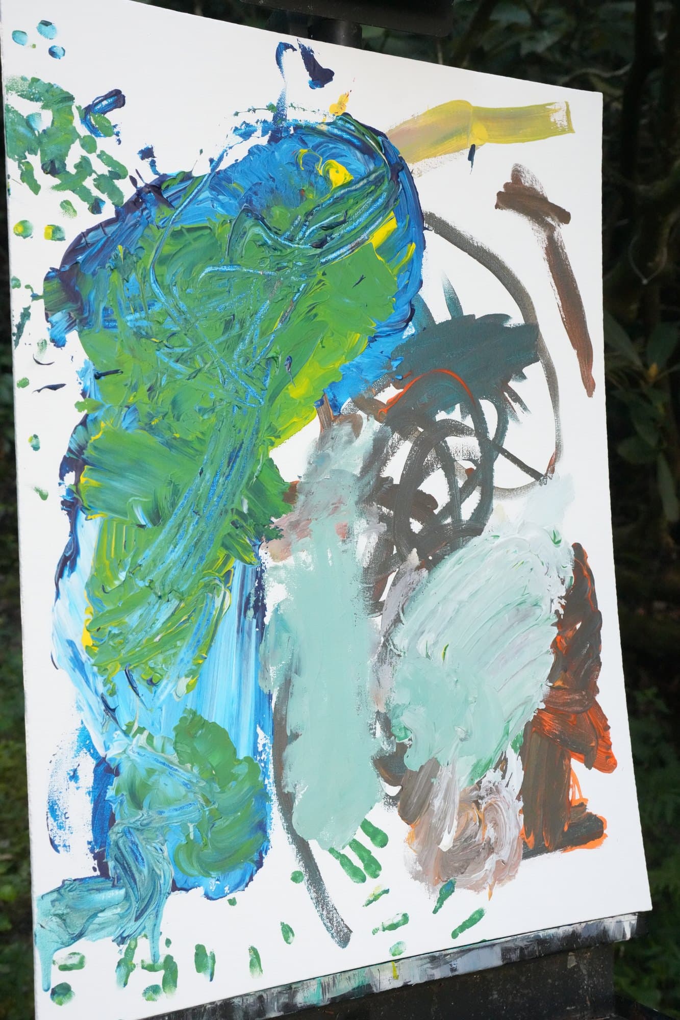 "No. L004" by LHG, LHG-2026-004, one-of-one original abstract painting, 22 x 28 in., edge and side view