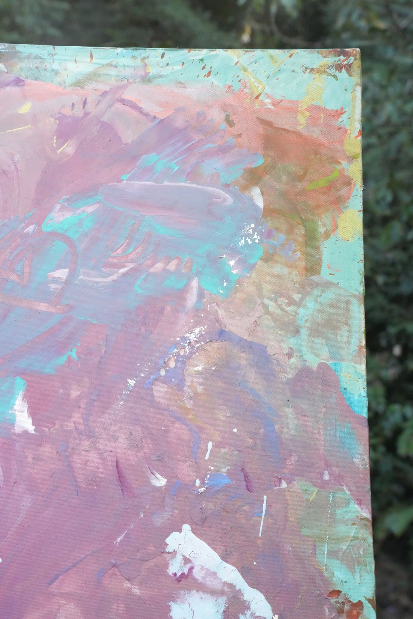 "No. K001" by KHG, KHG-2026-001, one-of-one original abstract painting, 24 x 36 in., edge and side view