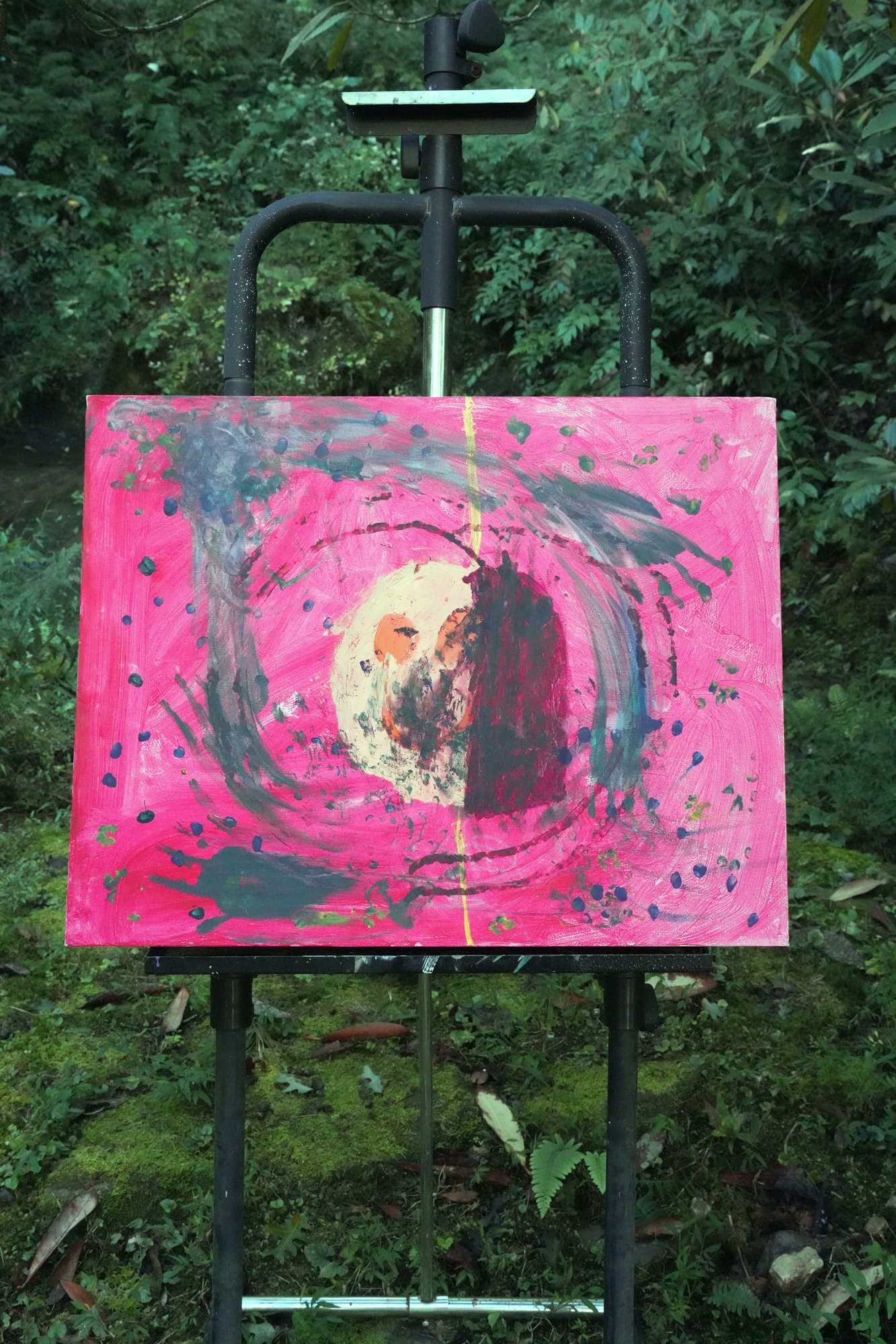 "No. K002" by KHG, KHG-2026-002, one-of-one original abstract painting, 28 x 22 in., edge and side view
